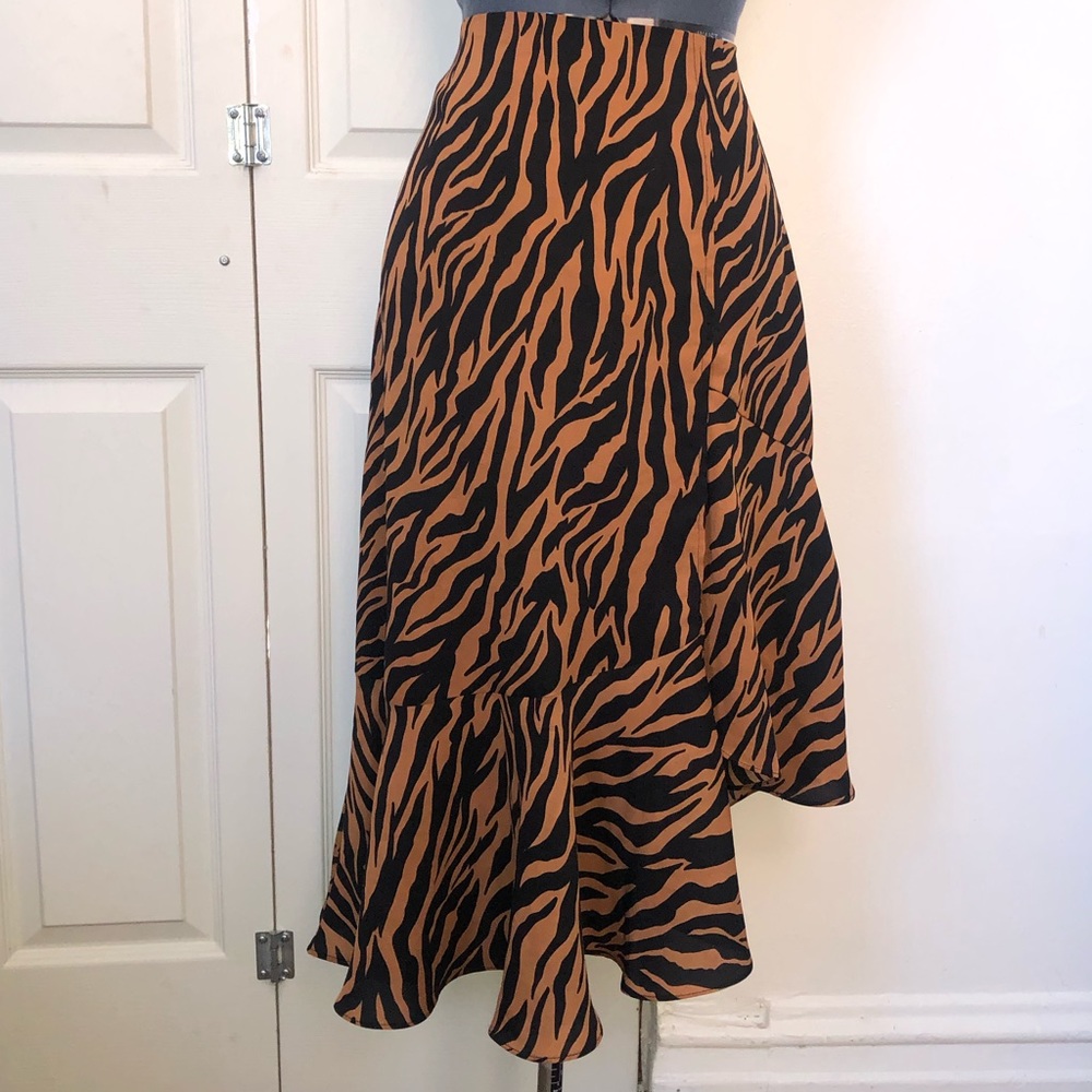 Zebra strip midi skirt